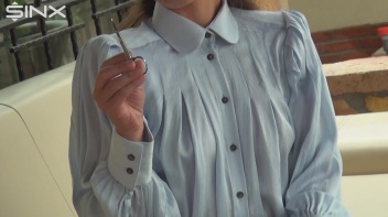 Destructive Brunette Rips Her Silk Blouse Screencap 7 on www.sinx.com