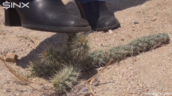 Denim Clad Babe Tramples On Cactus In The Desert Screencap 7 on www.sinx.com