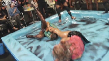 Messy Wrestling: A Double Blast Of Oil From Head To Pantyhose! Screencap 39 on www.sinx.com