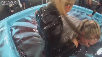 Messy Wrestling: A Double Blast Of Oil From Head To Pantyhose! Screencap 6 on www.sinx.com