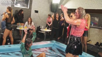 Messy Wrestling: A Double Blast Of Oil From Head To Pantyhose! Screencap 60 on www.sinx.com