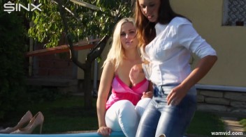 Cute Girls Take A Fully Clothed Dip In The Pool Screencap 14 on www.sinx.com