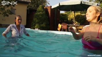 Cute Girls Take A Fully Clothed Dip In The Pool Screencap 51 on www.sinx.com