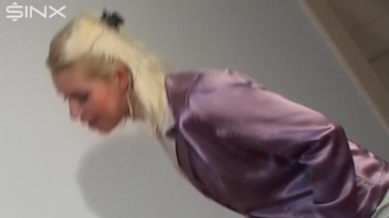 Satin Covered Blonde Swallows Cum Screencap 72 on www.sinx.com