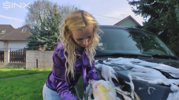 Wet & Messy Car Washing For Playful Blonde Screencap 13 on www.sinx.com