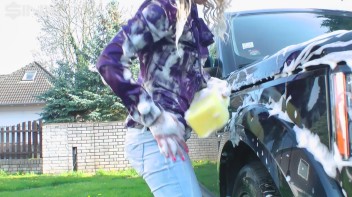Wet & Messy Car Washing For Playful Blonde Screencap 22 on www.sinx.com