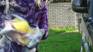 Wet & Messy Car Washing For Playful Blonde Screencap 24 on www.sinx.com