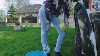 Wet & Messy Car Washing For Playful Blonde Screencap 29 on www.sinx.com