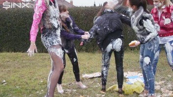 Clothed Food Fight Gets Out Of Control - Cam 2 Screencap 81 on www.sinx.com