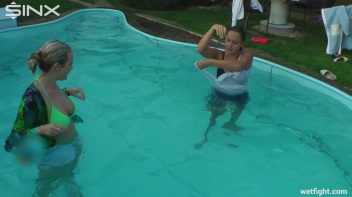 Best Friends Catfight In The Outdoor Pool Screencap 18 on www.sinx.com