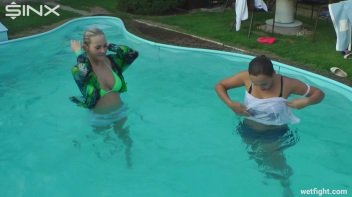 Best Friends Catfight In The Outdoor Pool Screencap 32 on www.sinx.com