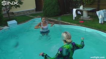 Best Friends Catfight In The Outdoor Pool Screencap 4 on www.sinx.com