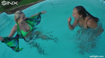 Best Friends Catfight In The Outdoor Pool Screencap 46 on www.sinx.com