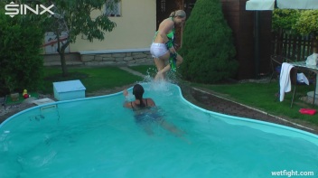 Best Friends Catfight In The Outdoor Pool Screencap 47 on www.sinx.com