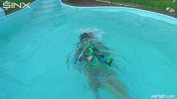 Best Friends Catfight In The Outdoor Pool Screencap 56 on www.sinx.com