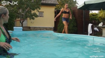 Best Friends Catfight In The Outdoor Pool Screencap 60 on www.sinx.com