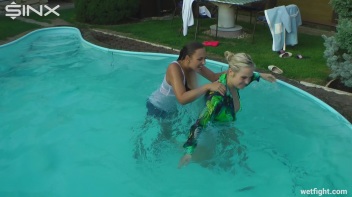 Best Friends Catfight In The Outdoor Pool Screencap 9 on www.sinx.com