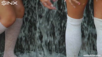 Soaking Wet Schoolgirls Splash In Waterfall Screencap 34 on www.sinx.com