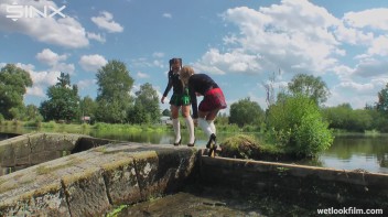 Soaking Wet Schoolgirls Splash In Waterfall Screencap 8 on www.sinx.com