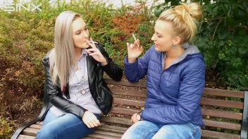 Seductive Blondes Take A Smoke Break Screencap 20 on www.sinx.com