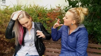 Seductive Blondes Take A Smoke Break Screencap 22 on www.sinx.com