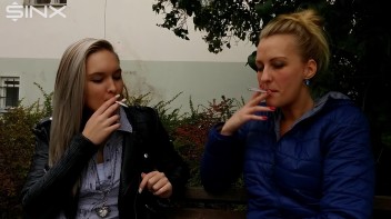 Seductive Blondes Take A Smoke Break Screencap 24 on www.sinx.com