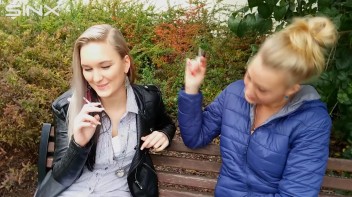 Seductive Blondes Take A Smoke Break Screencap 27 on www.sinx.com