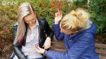 Seductive Blondes Take A Smoke Break Screencap 32 on www.sinx.com