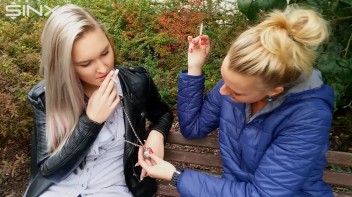 Seductive Blondes Take A Smoke Break Screencap 33 on www.sinx.com