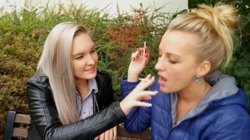 Seductive Blondes Take A Smoke Break Screencap 34 on www.sinx.com