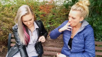Seductive Blondes Take A Smoke Break Screencap 37 on www.sinx.com