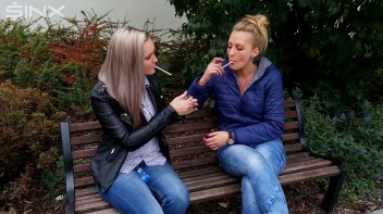 Seductive Blondes Take A Smoke Break Screencap 4 on www.sinx.com