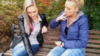 Seductive Blondes Take A Smoke Break Screencap 41 on www.sinx.com