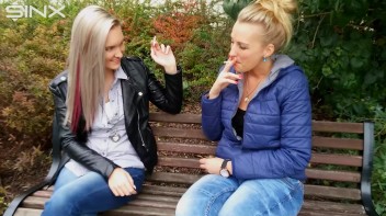 Seductive Blondes Take A Smoke Break Screencap 43 on www.sinx.com