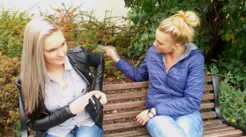 Seductive Blondes Take A Smoke Break Screencap 6 on www.sinx.com