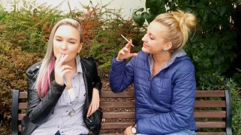 Seductive Blondes Take A Smoke Break Screencap 10 on www.sinx.com