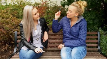 Seductive Blondes Take A Smoke Break Screencap 13 on www.sinx.com