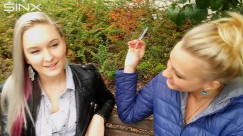 Seductive Blondes Take A Smoke Break Screencap 14 on www.sinx.com