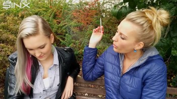 Seductive Blondes Take A Smoke Break Screencap 16 on www.sinx.com