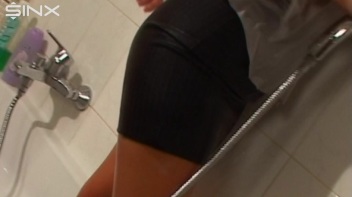 Clothed Busty Babe Gets Clean In Bathroom Screencap 49 on www.sinx.com