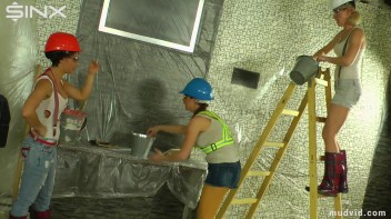 Naughty construction girls get messy with plaster Screencap 13 on www.sinx.com