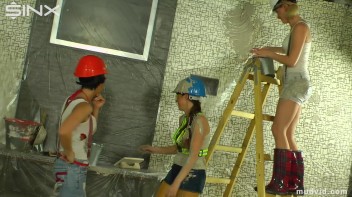 Naughty construction girls get messy with plaster Screencap 20 on www.sinx.com