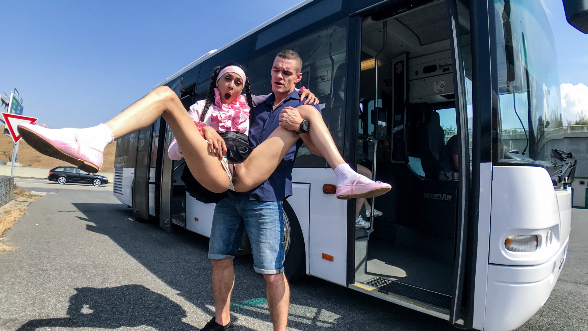 Pigtailed Cutie Sucks Cock On A Public Bus on www.sinx.com