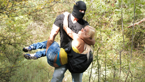 Latest deal - Blonde Hottie Tied Up Outdoors By Masked Man