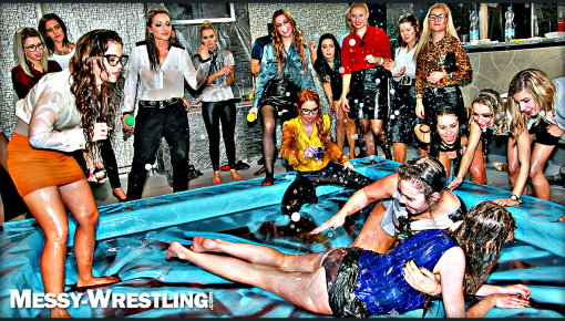 Top scene - Messy Wrestling: Oil 'Em Up And Watch The Slimy Show X2!! 2 Audience Fights!!!