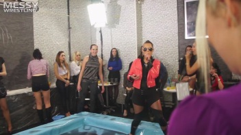 Messy Wrestling: Two Rowdy Audience Rumbles In The Oil End In Shiny See-Through Clothes! Screencap 33 on www.sinx.com