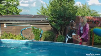 Blonde Fights Her Maid In The Pool Screencap 33 on www.sinx.com