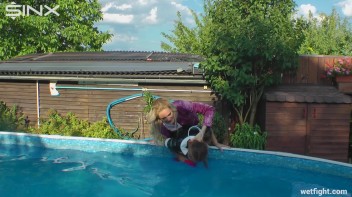 Blonde Fights Her Maid In The Pool Screencap 34 on www.sinx.com