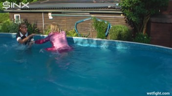 Blonde Fights Her Maid In The Pool Screencap 42 on www.sinx.com