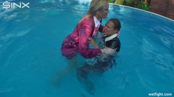 Blonde Fights Her Maid In The Pool Screencap 44 on www.sinx.com